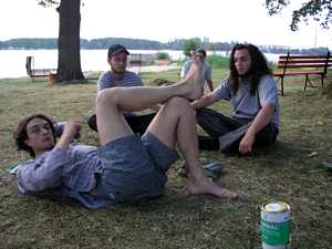 Účastníci workshopů na pláži Ostende