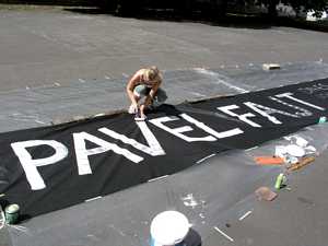 Příprava propagace - malování plachty